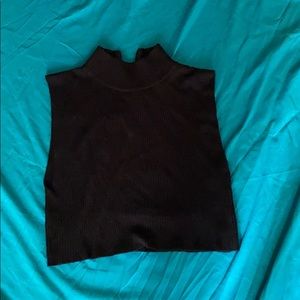 Black turtle neck rib top